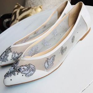 Betsey Johnson “Blue”  Ivory Wedding Flats-Adele